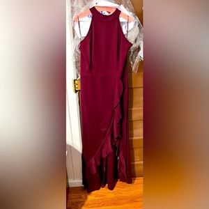 Cleaned and ready to be worn burgundy dress.